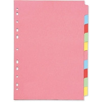 Q-Connect KF26082 coloured A4 cardboard tabs with 10 tabs (11 holes) KF26082 235001 - 1