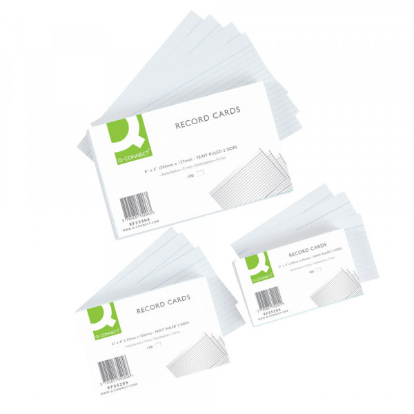 Q-Connect KF35206 ruled white record card, 203mm x127mm (100-pack) KF35206 299104 - 1
