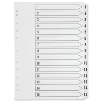 Plastic tabs 1-15 (15 white tabs) | A4, 11-hole | Q-Connect KF01355 500598