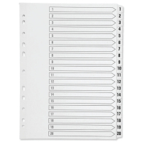 Plastic tabs 1-20 (20 white tabs) | A4, 11-hole | Q-Connect KF01356 235207