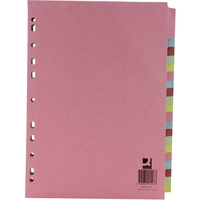 Q-Connect coloured A4 cardboard tabs with 20 tabs (11 holes) KF01517 235004