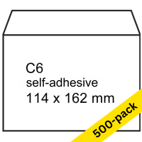 Raadhuis C6 white self-adhesive service envelope, 114mm x 162mm (500-pack) 209030