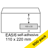 Raadhuis DL (EA5/6) white self-adhesive service envelope with window on right, 110mm x 220mm (500-pack) 209018 - 1