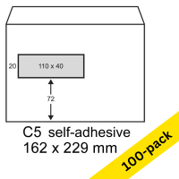 Raadhuis Exclusive C5 white self-adhesive service envelope with window on left, 162mm x 229mm (100-pack) 209178