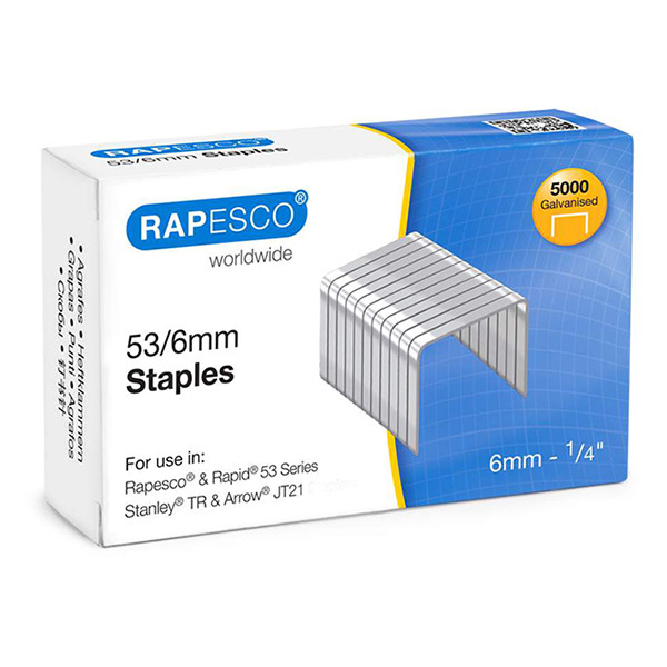 Rapesco 53/6 galvanised staples (5000-pack) 0749 202089 - 1
