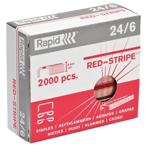 Staples 24/6 | strong red stripe | Rapid | 2000 pack 202028 - 1