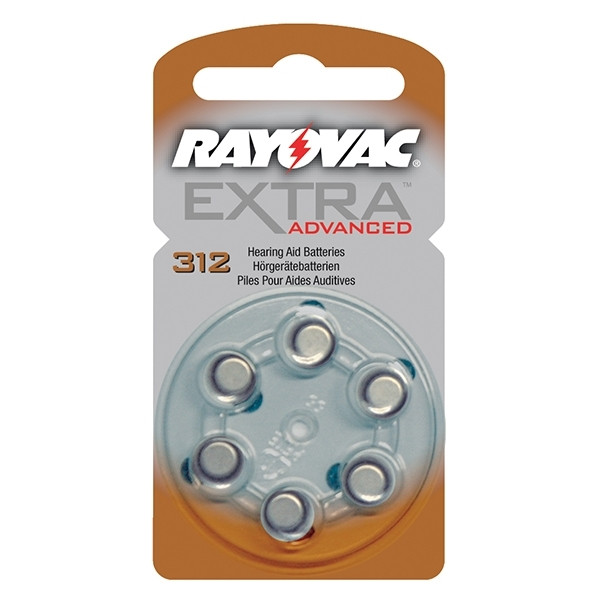 Rayovac Extra Advanced 312 brown hearing aid batteries (6-pack) PR41 204802 - 1