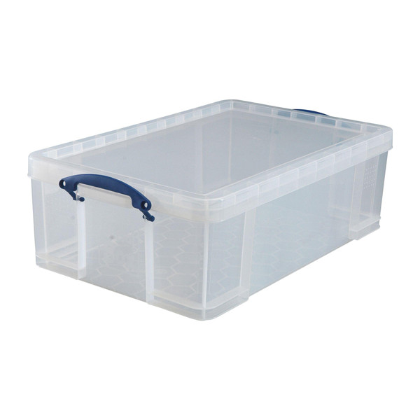 Really Useful Clear Transparent Plastic Storage Box, 64 Liters Features  Attached Handles Make It Easy To Carry