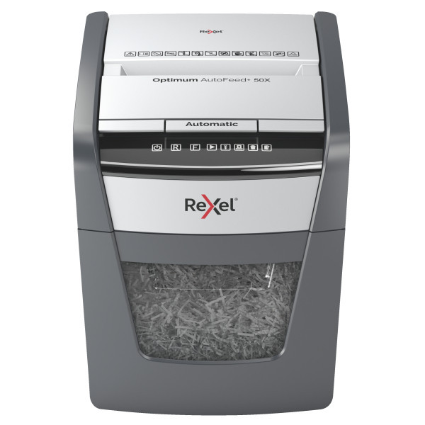 ⭐ P4 paper shredder | Rexel Optimum Auto+ 50X cross-cut 848355 - 1