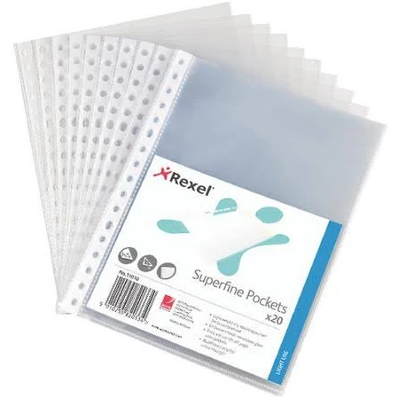 Plastic punched pocket A5, 17-hole | 55 micron | Rexel | 20-pack 208287 - 1