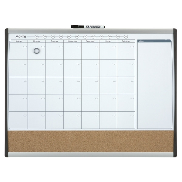 Rexel Quartet duo whiteboard/cork board with monthly planner, 58.5cm x 43cm 1903813 208167 - 1