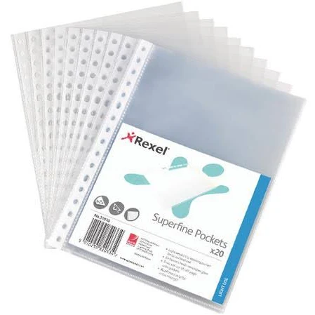 Rexel clear superfine top opening A5 plastic pocket (20-pack) 11010 208287 - 1