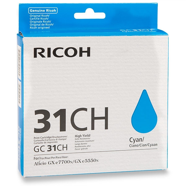 Ricoh GC-31CH (405702) high capacity cyan gel cartridge (original) 405702 073808 - 1