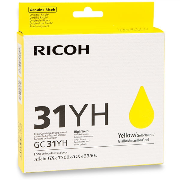 Ricoh GC-31YH (405704) high capacity yellow gel cartridge (original) 405704 073812 - 1