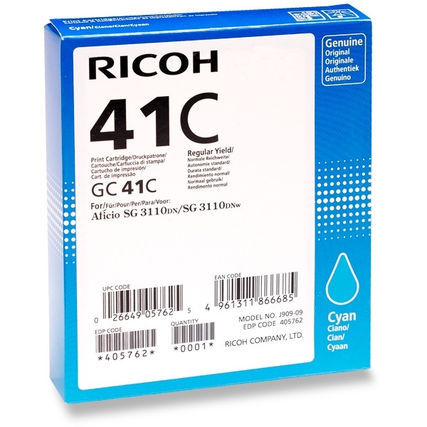 Ricoh GC-41C high capacity cyan gel cartridge (original Ricoh) 405762 073792 - 1