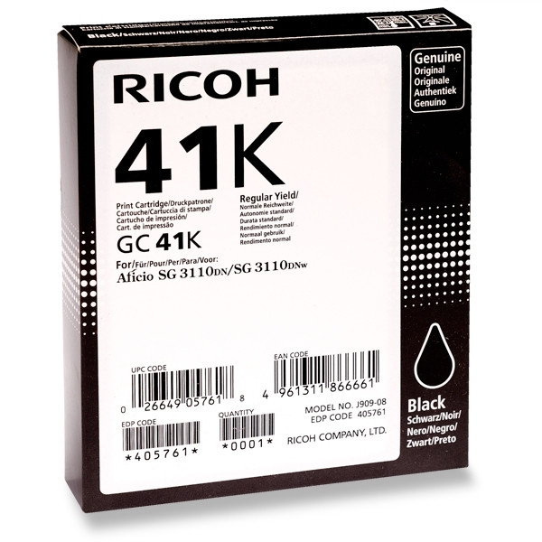 Ricoh GC-41K high capacity black gel cartridge (original) 405761 073790 - 1