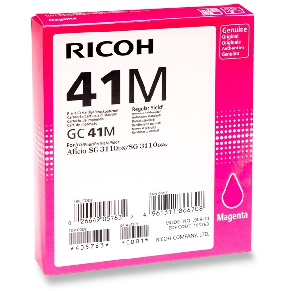 Ricoh GC-41M high capacity magenta gel cartridge (original) 405763 073794 - 1