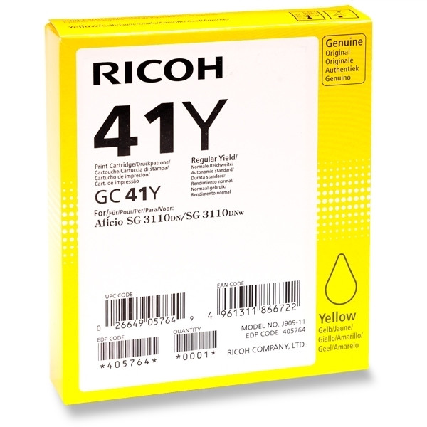 Ricoh GC-41Y high capacity yellow gel cartridge (original Ricoh) 405764 902427 - 1