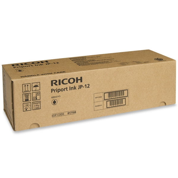 Ricoh type JP12 black ink cartridge 5-pack (original) 817104 074728 - 1