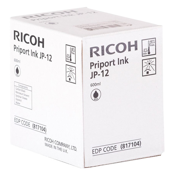 Ricoh type JP12 black ink cartridge (original Ricoh) 817104 074729 - 1