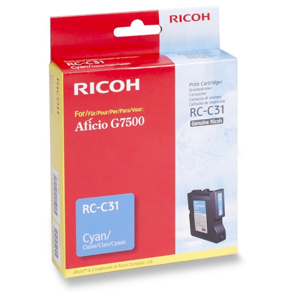Ricoh type RC-C31 cyan ink cartridge (original) 405505 074882 - 1
