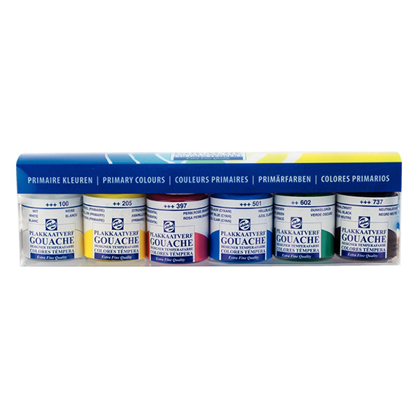 Talens extra fine primary colours gouache paint, 16 ml (6-pack) 407273 - 1