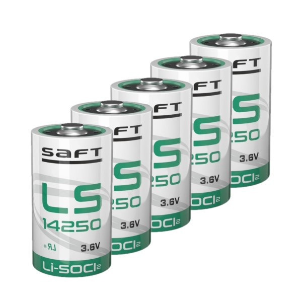 Saft LS14250 / 1/2 AA battery (3.6V, 1200 mAh, Li-SOCl2) | 5-pack ASA02351 - 1