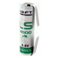 Saft LS14500 / AA battery with solder tabs (3.6V, 2600mAh, Li-SOCl2) 14500 14505 ER14505 LS14500 SL360S ASA02050