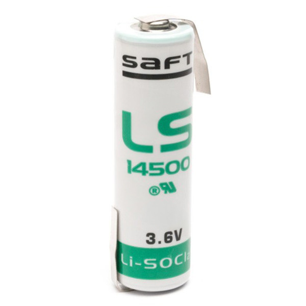 Saft LS14500 / AA battery with solder tabs (3.7V, 2600mAh, Li-SOCl2) 14500 14505 ER14505 LS14500 SL360S ASA02051 - 1