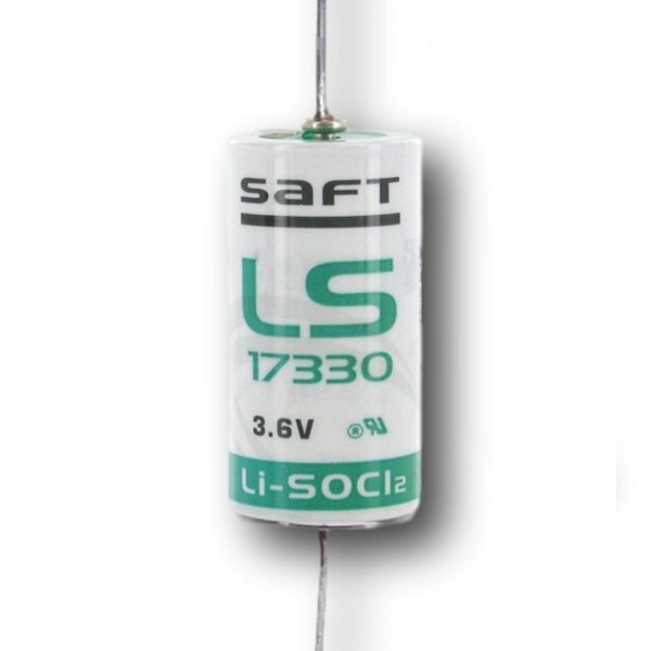 Saft LS17330-CNA battery with solder tabs Axial (3.6V, 2100mAh, Li-SOCl2) 17330 2/3A LS17330 LS17330CNA ASA02275 - 1
