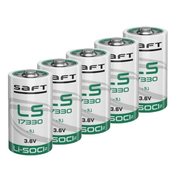 Saft LS17330 / 2/3A battery (3.6V, 2100 mAh, Li-SOCl2) | 5-pack ASA02343 - 1