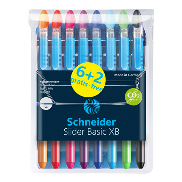 Ballpoint pen | assorted | Schneider Slider Basic XB | 8-pack 217261 - 1