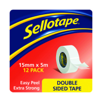 Sellotape 1445293 double sided tape, 15mm x 5m (12-pack) 1445293 236506