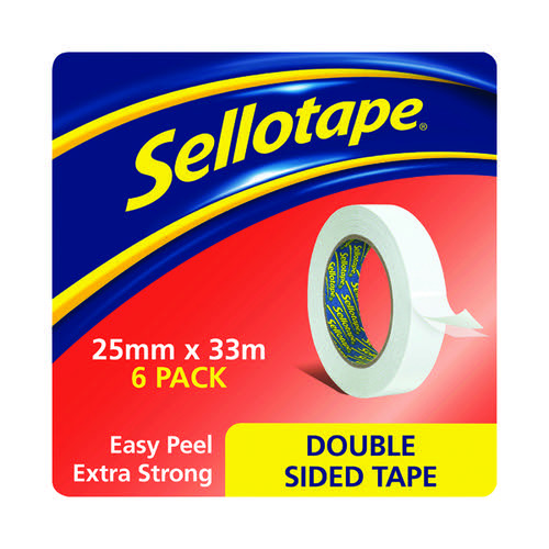 Sellotape 1447052 double sided tape, 25mm x 33m (6-pack) 1447052 236507 - 1