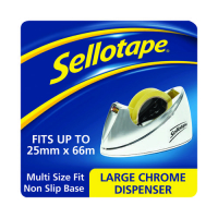 Tape dispenser 25mm x 66m | Sellotape 575450 Large Chrome 236516