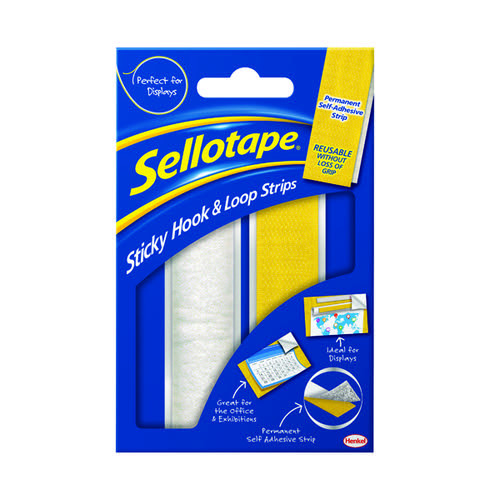 Sellotape sticky hook and loop strip, 20mm x 450mm 1445183 236513 - 1