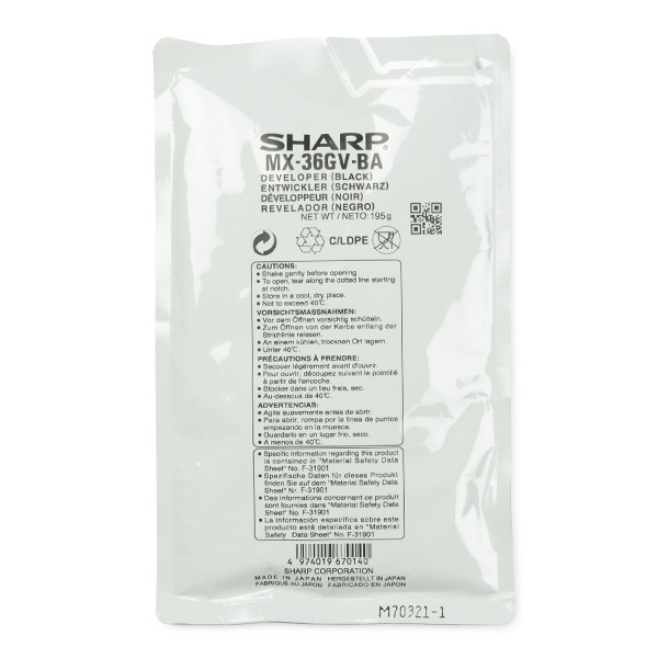 Sharp MX-36GVBA black developer (original Sharp) 082308 - 1