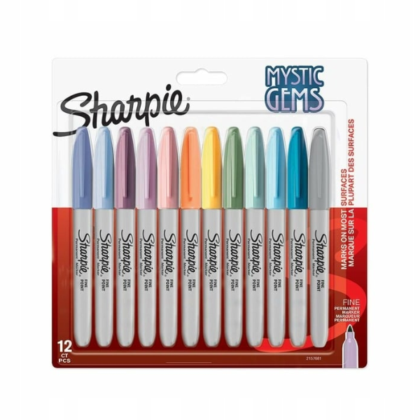Sharpie | Fine tip permanent marker | assorted mystic gems | 12-pack 520064 - 1