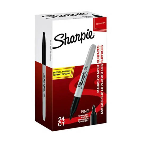 Sharpie | Fine tip permanent marker | black | 24-pack 424490 - 1