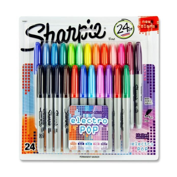 Sharpie assorted electro pop fine tip markers (24-pack) 520055 - 1