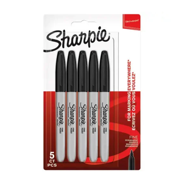 Sharpie black fine tip permanent marker (5-pack) 520060 - 1