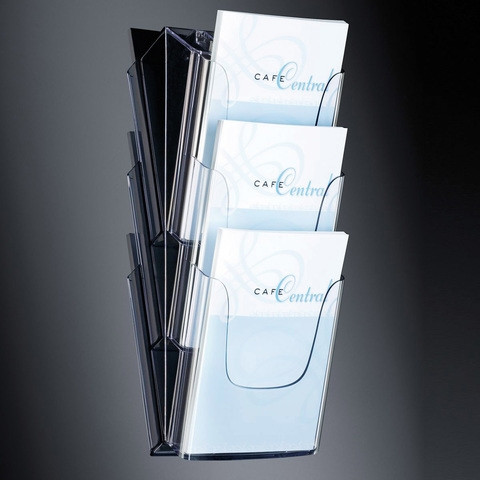 Brochure holder for wall (A4) | 3 compartments | Sigel 208708 - 1