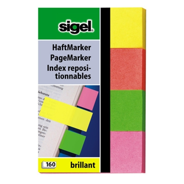 Sigel index with 4 basic colours, 20mm x 50 mm (160 tabs) SI-HN630 208589 - 1