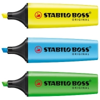 Stabilo BOSS fluorescent yellow, blue and green highlighter 3-pack  280002