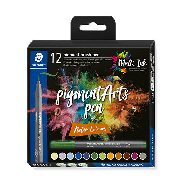 Brush pens set | nature colours | Staedtler Pigment Arts | 12-pack 209666 - 1