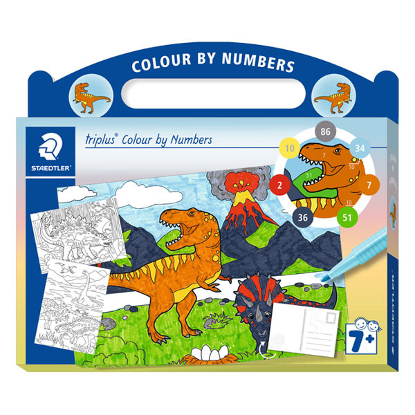 Colouring book | colour by numbers dinosaurs | Staedtler 209582 - 1