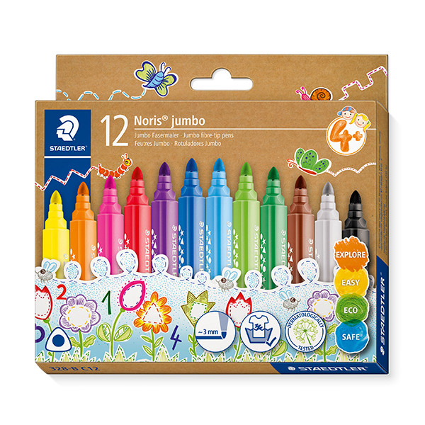 Felt-tip pen set | Staedtler Noris jumbo triangular | 12-pack 209501 - 1