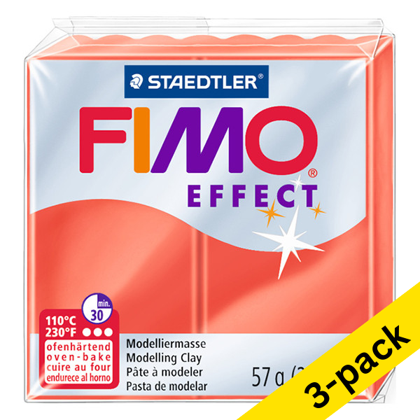 Staedtler Fimo Effect transparent red clay, 57g (3-pack)  424684 - 1