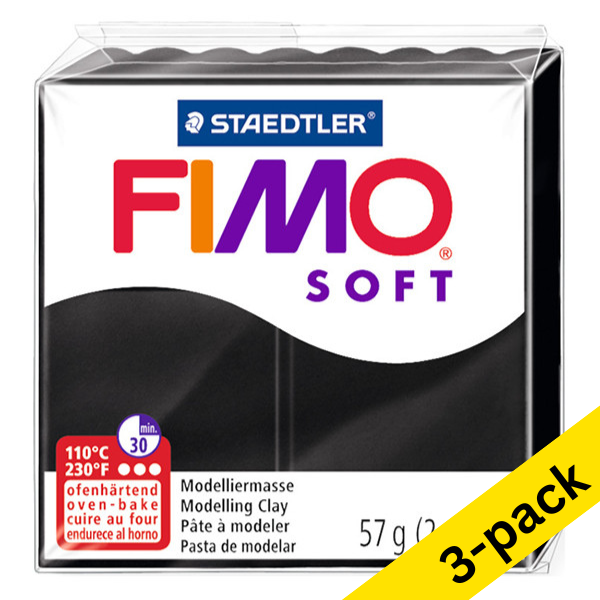 Fimo Soft black clay, 57g (3-pack) 424714 - 1