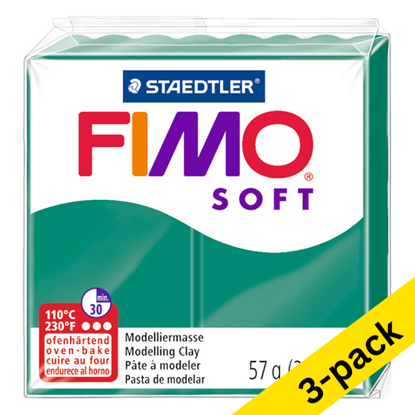Fimo Soft emerald green clay, 57g (3-pack) 424667 - 1